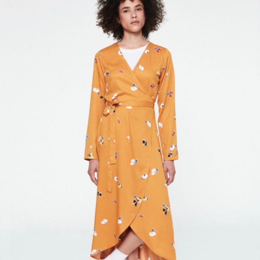 Armed Angles Sustainable Orange Wrap Dress size XS